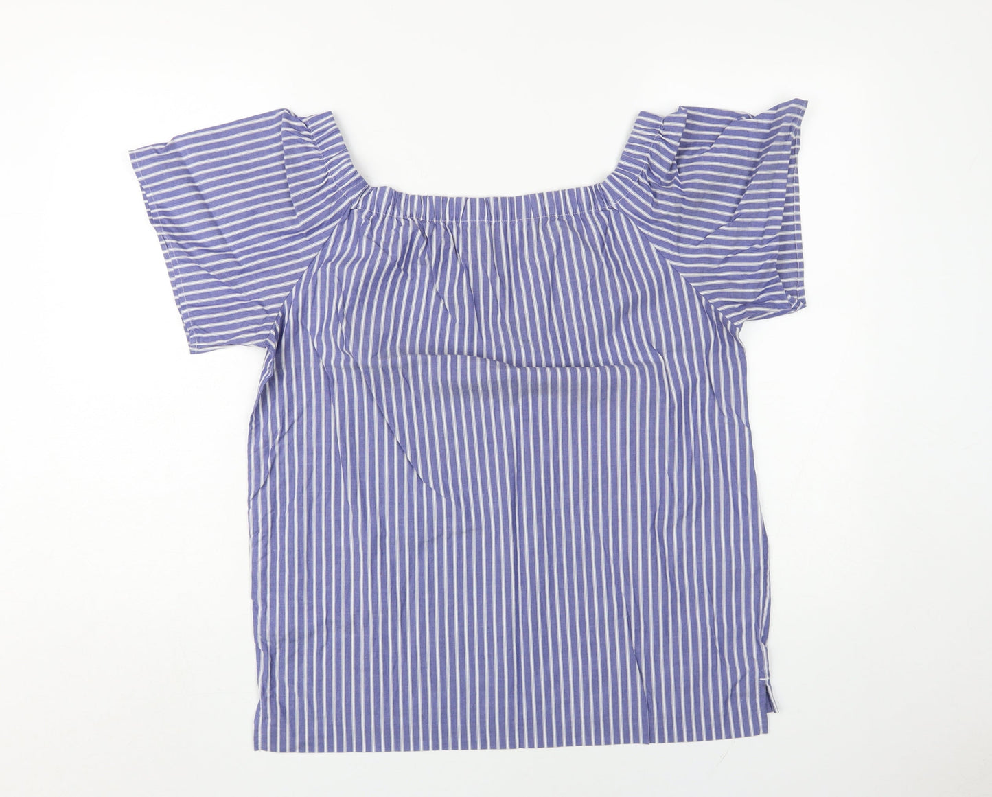 Banana Republic Women's Blue Striped Off-Shoulder Top XS