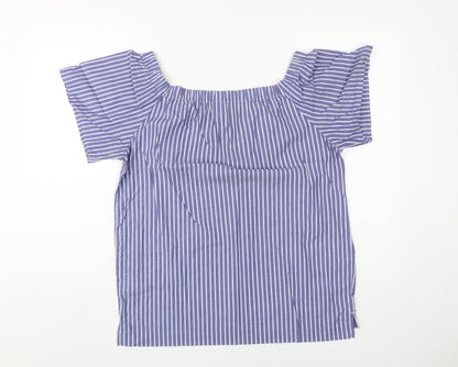 Banana Republic Women's Blue Striped Off-Shoulder Top XS