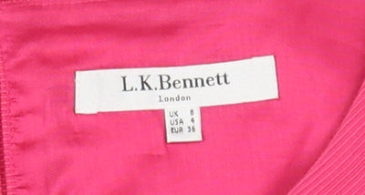 L.K. Bennett Pink Sheath Dress, Women 8, Cotton Silk