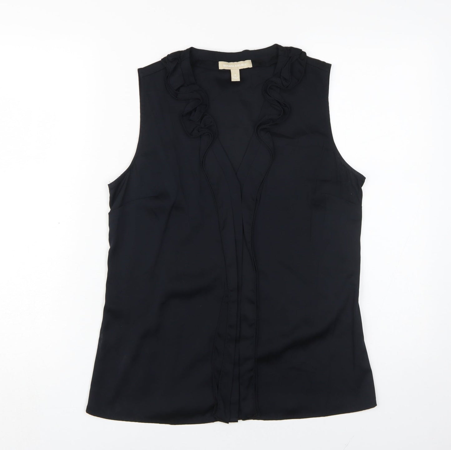 Banana Republic Women's Black Blouse, Size 4, Sleeveless Ruffle