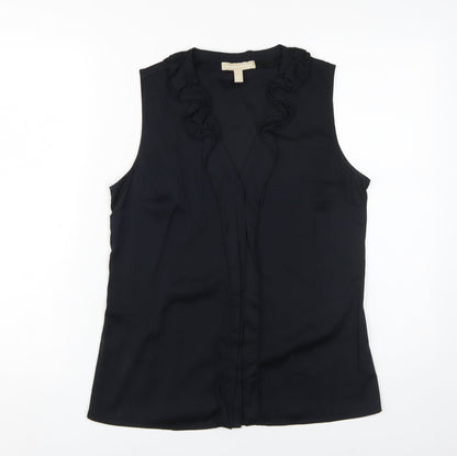 Banana Republic Women's Black Blouse, Size 4, Sleeveless Ruffle
