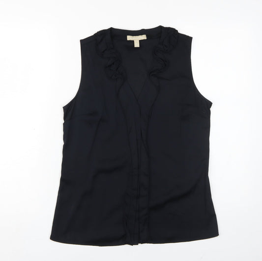 Banana Republic Women's Black Blouse, Size 4, Sleeveless Ruffle
