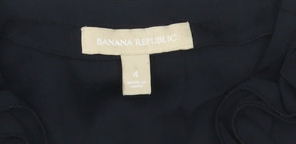 Banana Republic Women's Black Blouse, Size 4, Sleeveless Ruffle