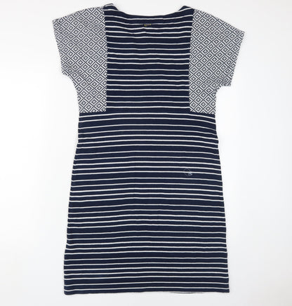 White Stuff Women's Blue Striped Shift Dress Size 10