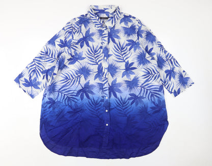 Womens UK Size 16 Marks and Spencer Blue Tunic Button-Up