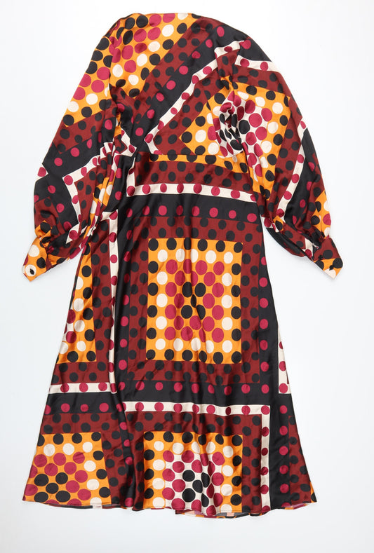 Zara Women's Multicoloured Polka Dot A-Line Dress Size S