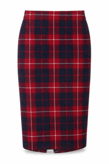 Zara Women's Red Plaid Knee Length Pencil Skirt