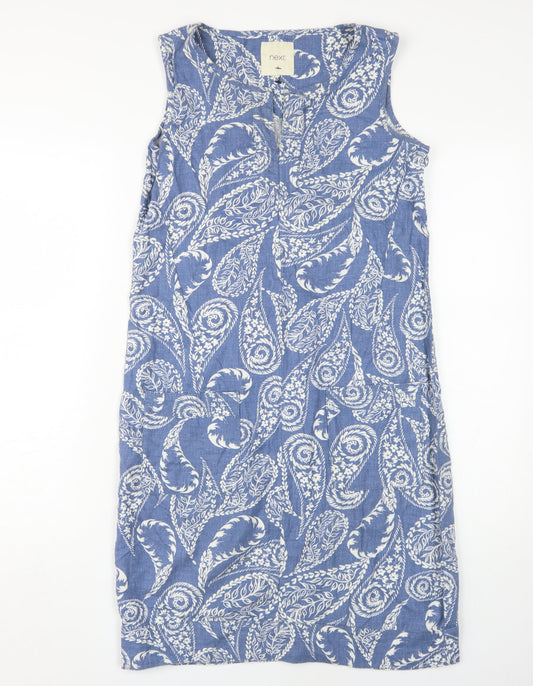 Next Women's Blue Paisley Sleeveless Dress - Size 6