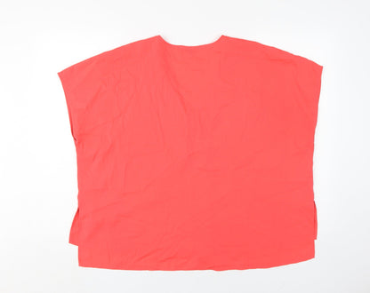 French Connection Women's Red V-Neck Basic T-Shirt M