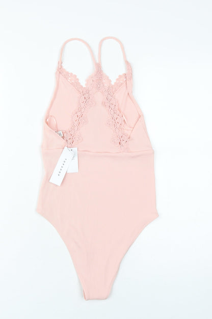 Topshop Women Pink Lace Bodysuit UK 10