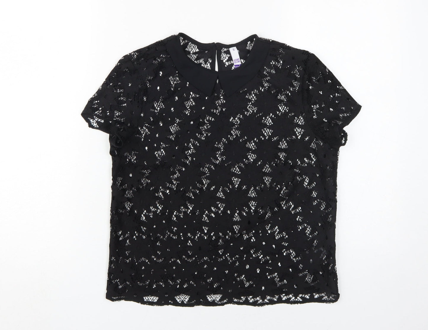 Womens UK Size 10 By Henry Holland Black Lace Blouse
