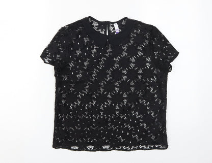 Womens UK Size 10 By Henry Holland Black Lace Blouse