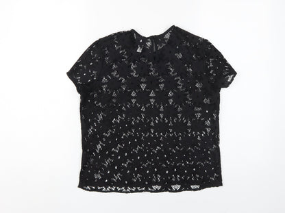 Womens UK Size 10 By Henry Holland Black Lace Blouse