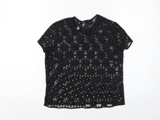 Womens UK Size 10 By Henry Holland Black Lace Blouse