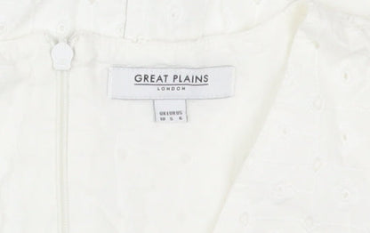 Great Plains Women's White V-Neck Shift Dress Size 10