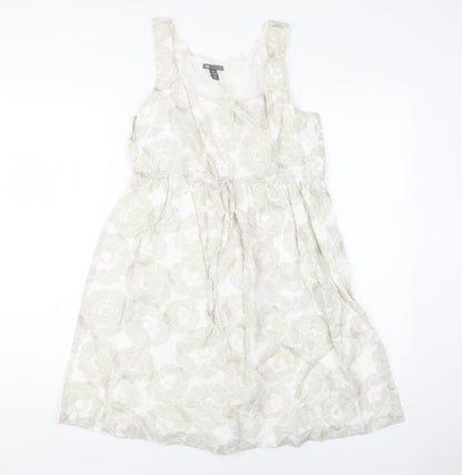 Gap Women's Ivory Floral Dress Size 10 Sleeveless