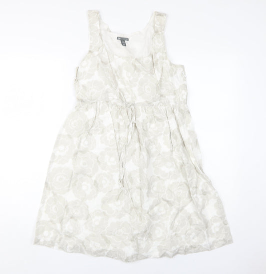 Gap Women's Ivory Floral Dress Size 10 Sleeveless