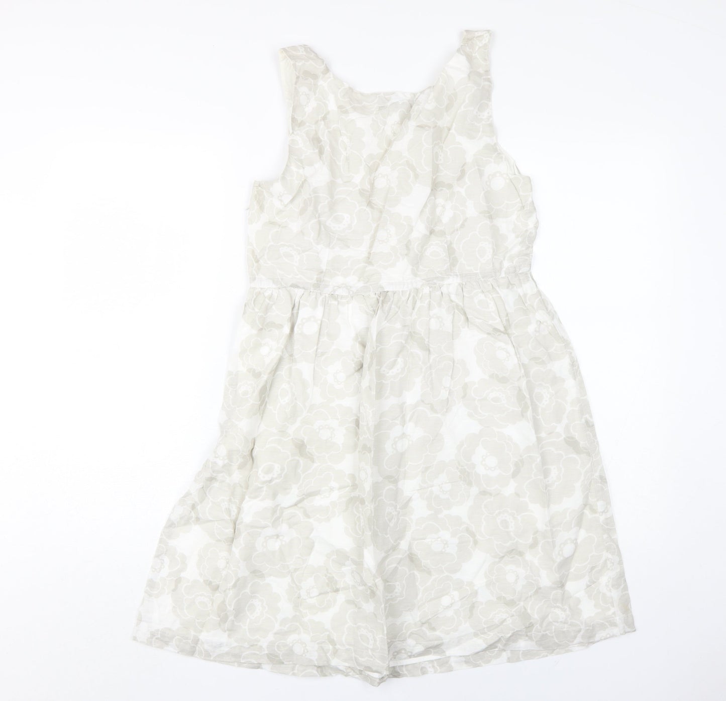 Gap Women's Ivory Floral Dress Size 10 Sleeveless