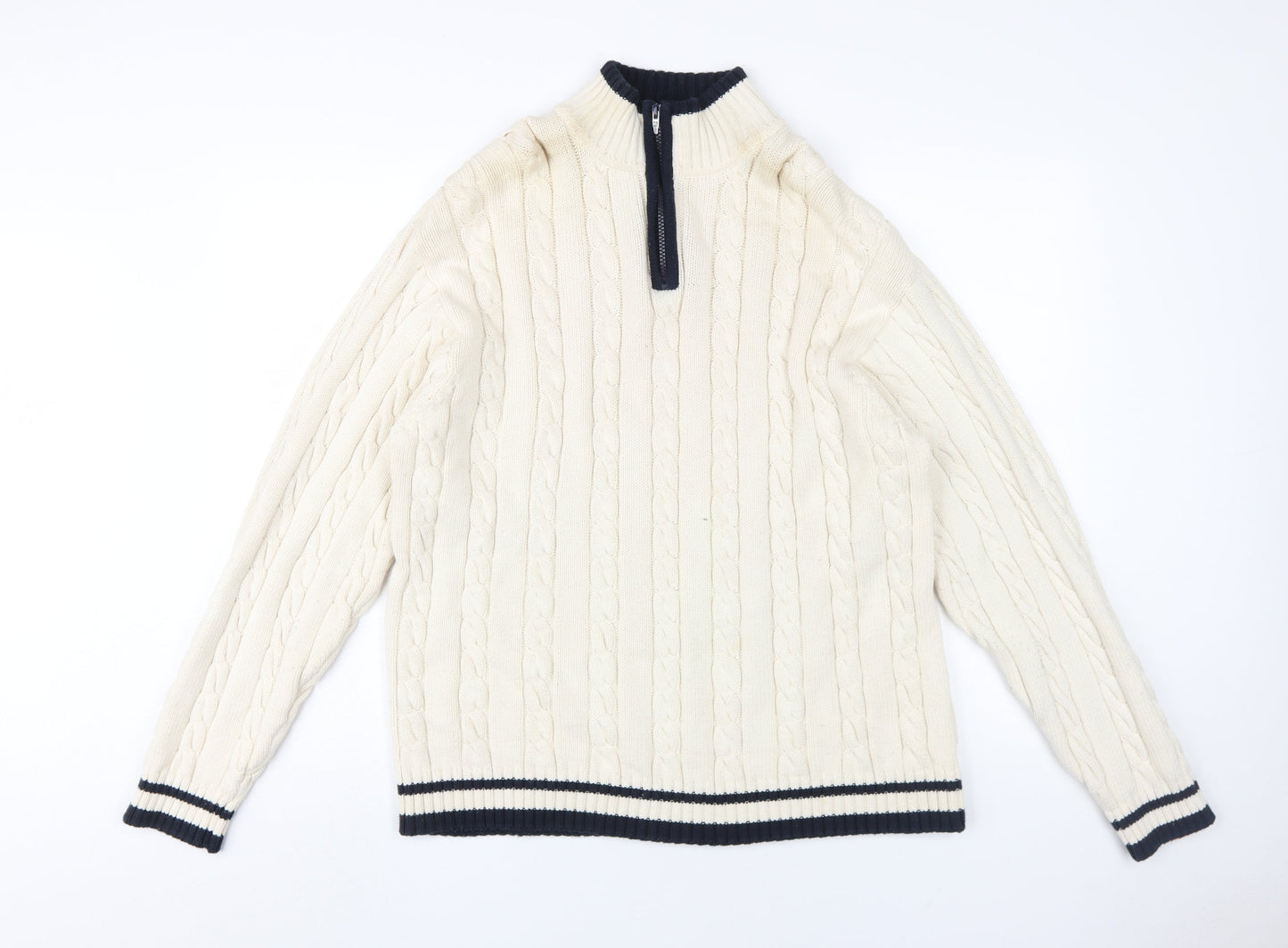 Maine New England Men's Ivory Cable-Knit Pullover L