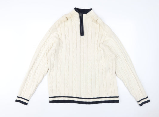Maine New England Men's Ivory Cable-Knit Pullover L