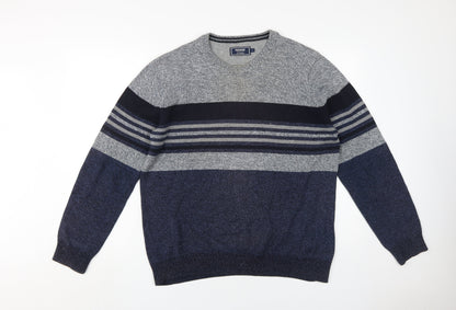 Maine Men's Blue Striped Pullover Jumper Size L