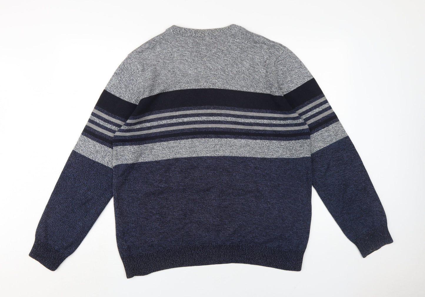 Maine Men's Blue Striped Pullover Jumper Size L