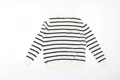 Lefties Women's XS Black Striped Pullover Jumper