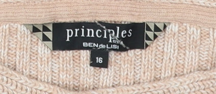 Womens UK Size 16 Principles Beige Pullover Jumper