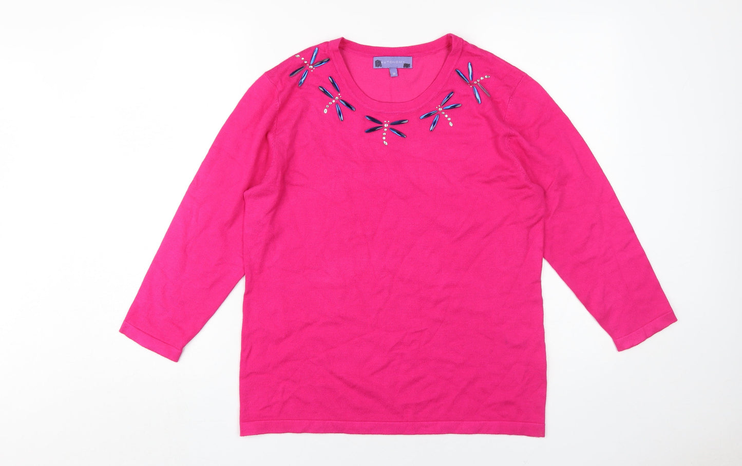 Autonomy Women's Pink Beaded Pullover Jumper M