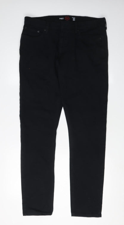 Marks and Spencer Men's Black Skinny Jeans, Size L