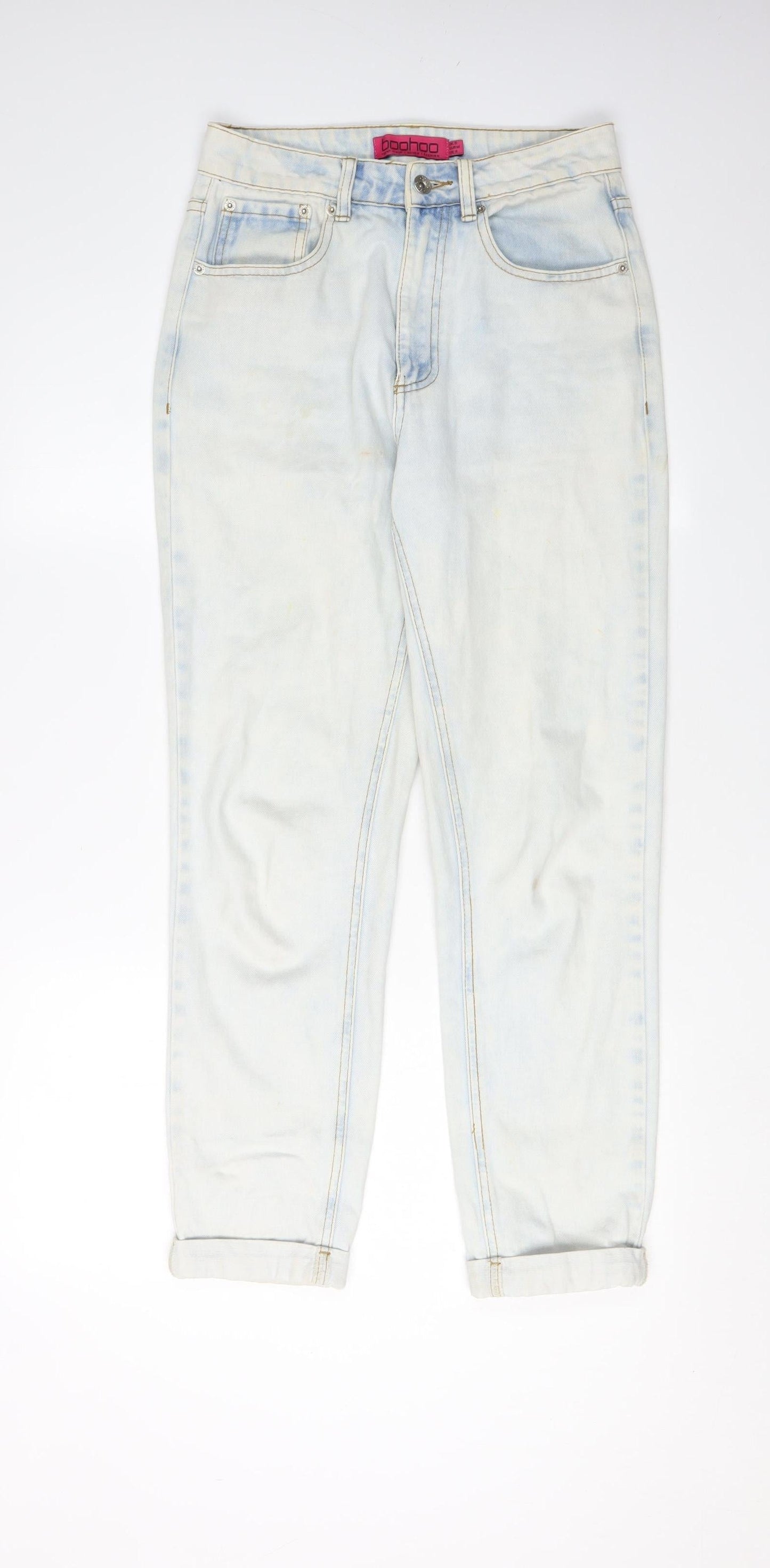 Womens UK Size 8 Boohoo Relaxed Fit Mom Blue Jeans