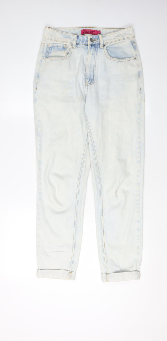 Boohoo Women’s Blue Mom Jeans Size 8, Relaxed Fit, High Rise
