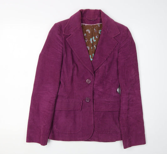 Topshop Women's Purple Suit Jacket Size 6 Corduroy Blazer