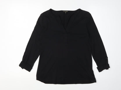 Womens UK Size XS Massimo Dutti Black Tunic Blouse