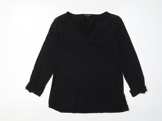 Womens UK Size XS Massimo Dutti Black Tunic Blouse