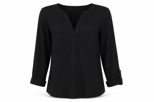 Front view of Massimo Dutti Women's Black XS Tunic with Long Sleeves