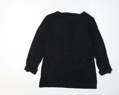Womens UK Size XS Massimo Dutti Black Tunic Blouse