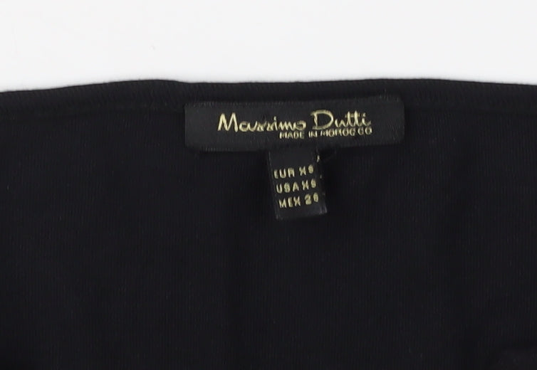 Womens UK Size XS Massimo Dutti Black Tunic Blouse