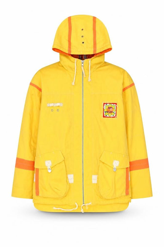 Front view of St Bernard unisex yellow hooded parka jacket 2xs