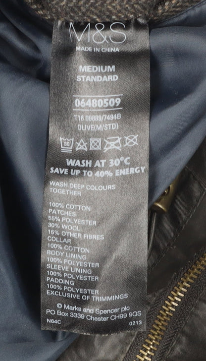 Mens UK Size M Marks and Spencer Black Quilted Coat