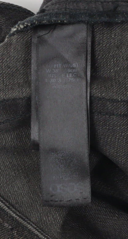 ASOS Men's Black Straight Jeans, Size 38, Dark Wash