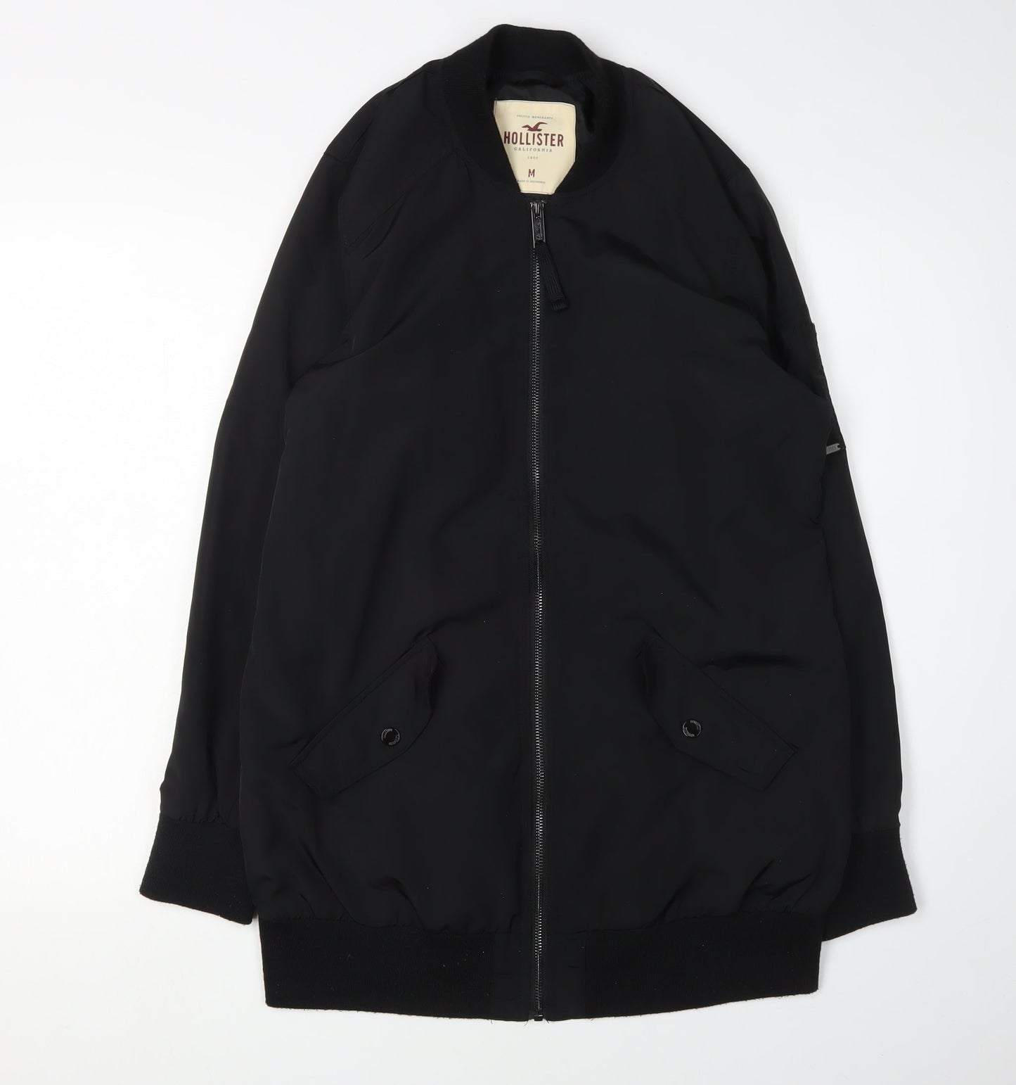 Mens UK Size M Hollister Black Bomber Jacket
