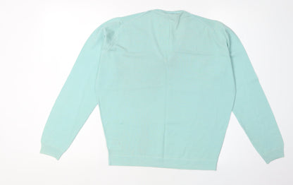 John Smedley Women's Green V-Neck Wool Pullover XL