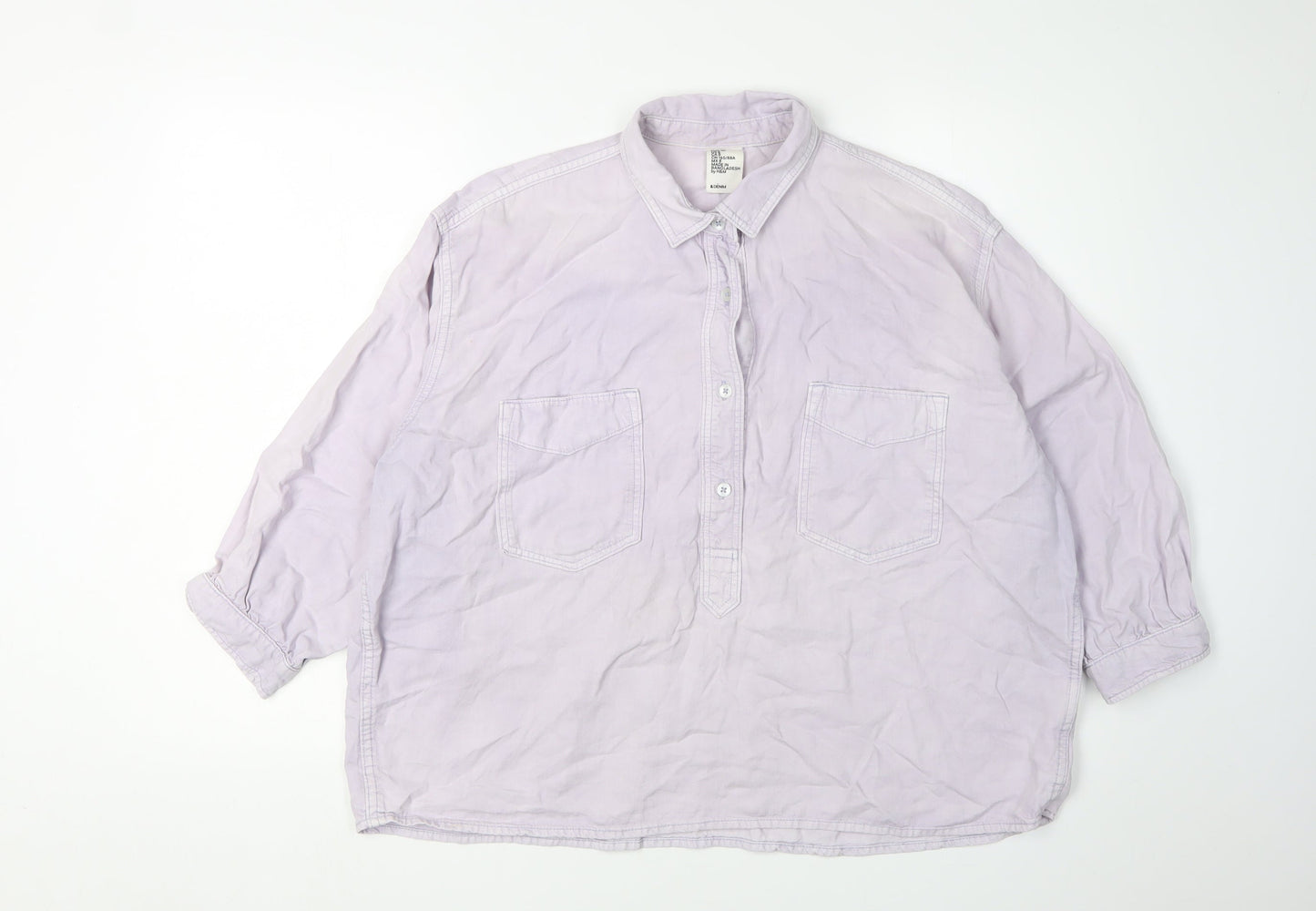 Womens UK Size 10 H&M Purple Basic Button-Up