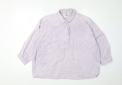 Womens UK Size 10 H&M Purple Basic Button-Up