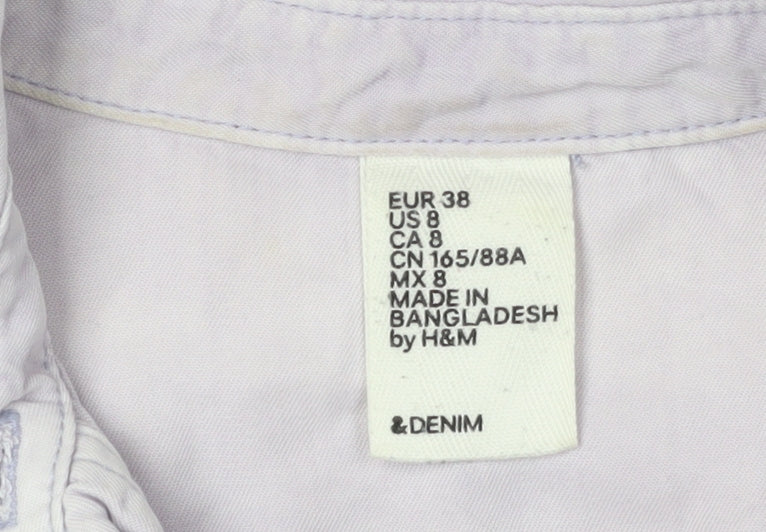 Womens UK Size 10 H&M Purple Basic Button-Up