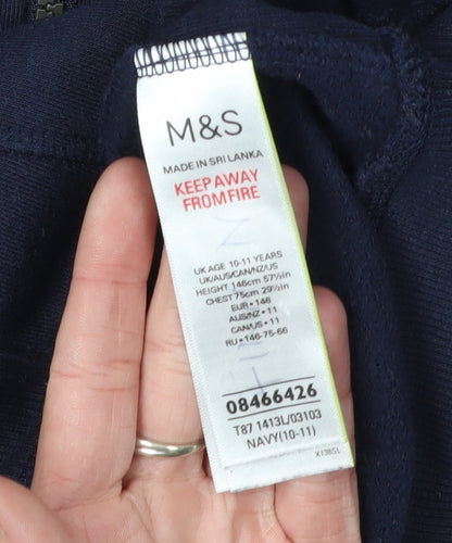 Marks and Spencer Boys Full Zip Blue Hoodie Size 146