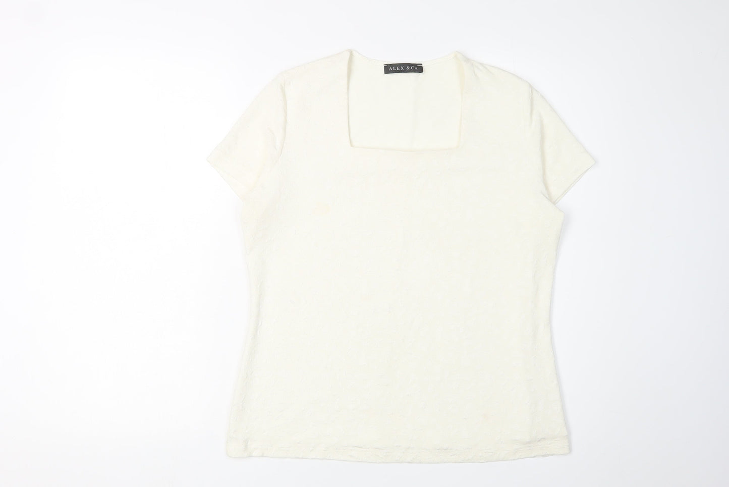 Womens UK Size L Alex & Co. Ivory Basic T-Shirt