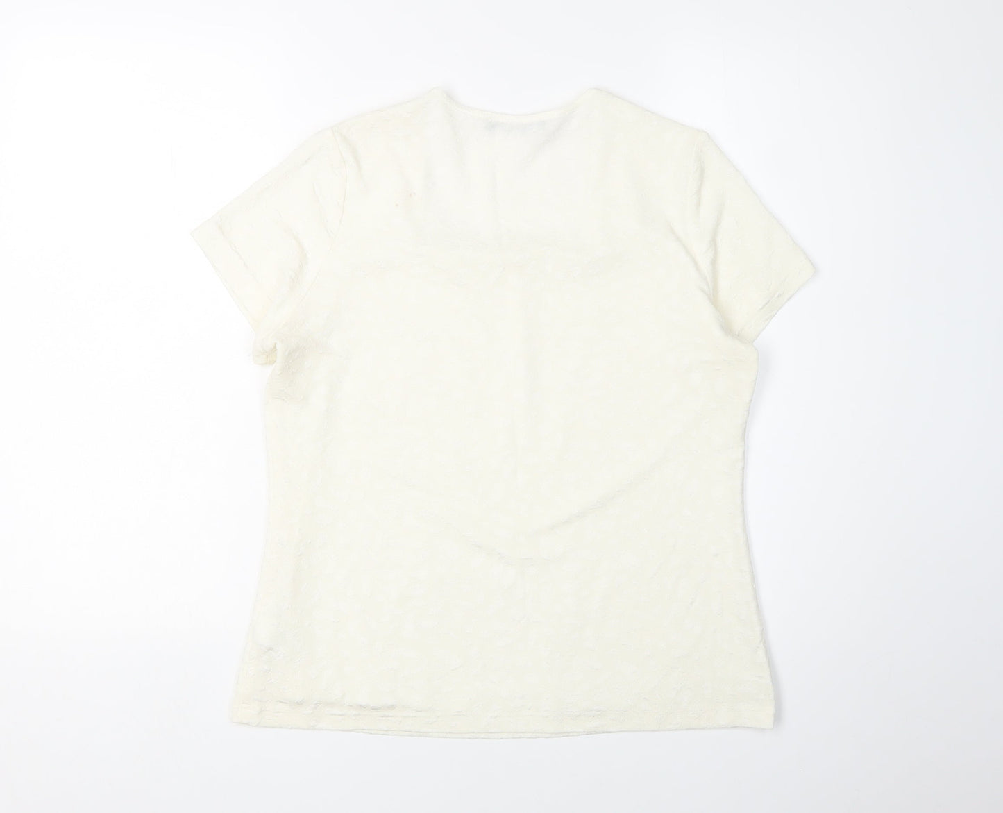 Womens UK Size L Alex & Co. Ivory Basic T-Shirt