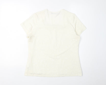 Womens UK Size L Alex & Co. Ivory Basic T-Shirt